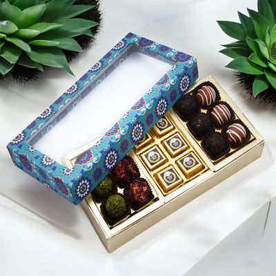 Ghasitaram Gifts Jaiccha 3 Part Printed Box of Exotic Sweets|Gift for Diwali,Holi,Rakhi,Valentine,Christmas,Birthday,Anniversary,Gift for Her,Him,Mothers Day,Fathers Day|