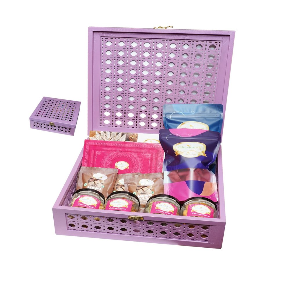 Ghasitaram Gifts Jaiccha Big Cane Box of 13 Goodies|Gift for Diwali,Holi,Rakhi,Valentine,Christmas,Birthday,Anniversary,Gift for Her,Him,Mothers Day,Fathers Day|