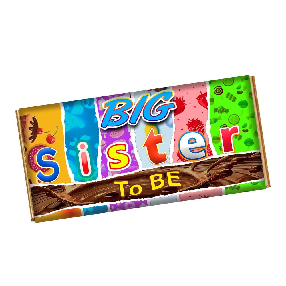 Big Sister To Be Chocolate Bar Wrapper Novelty Gift Present For Daughter Sister On New Baby CH-9343 (with chocolate bar (100g))