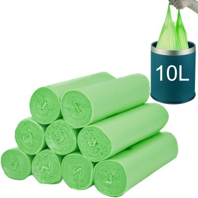 160 Biodegradable Bin Bags Liner with Tie HandlesSmall Food Waste Bags10 Litre Compostable Caddy LinersRecycling Degradable Trash Garbage Rubbish Bag for Kitchen Trash, Household and Office(Green)