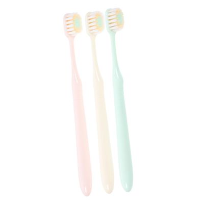 SOESFOUFU 3pcs Soft Bristle Toothbrushes for Adults Wide and Thin Brush Head Gentle Gum Protection Comfortable Handle Household Pack