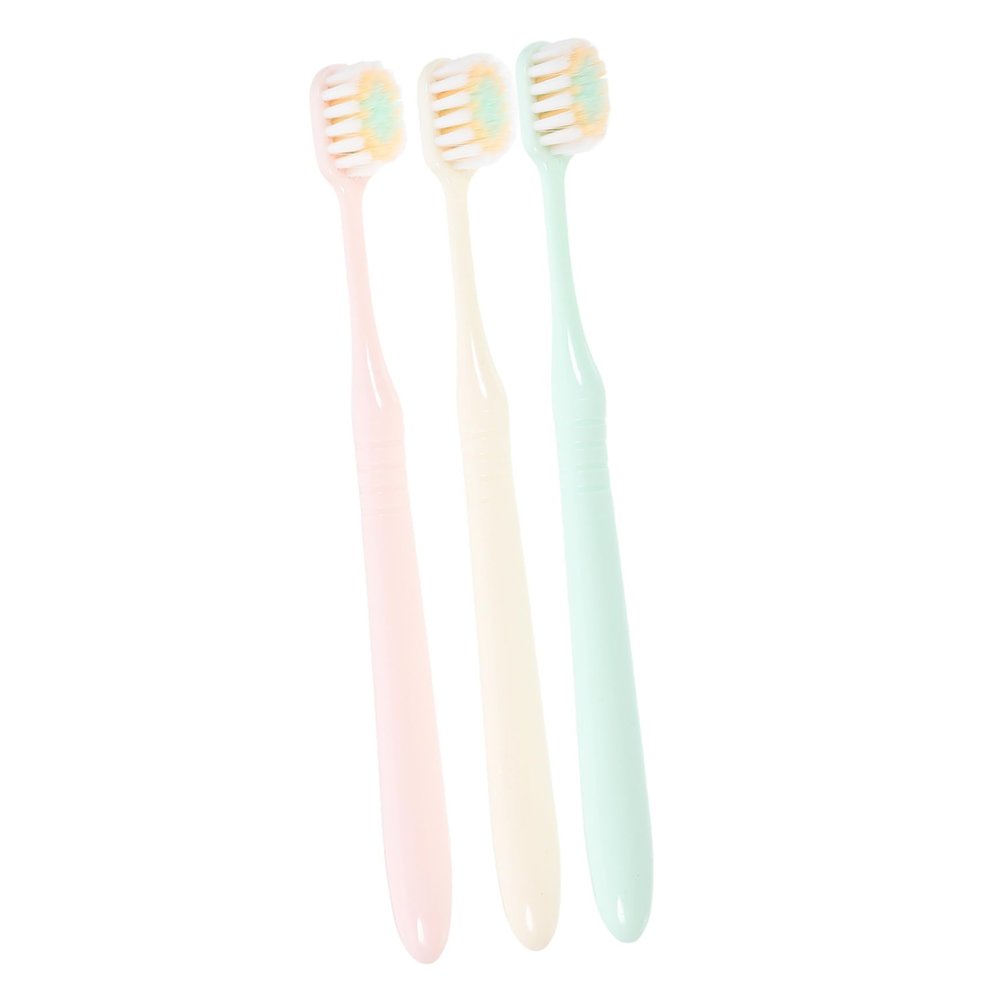 SOESFOUFU 3pcs Soft Bristle Toothbrushes for Adults Wide and Thin Brush Head Gentle Gum Protection Comfortable Handle Household Pack