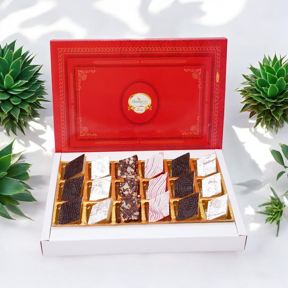 Ghasitaram Gifts Jaiccha Mix Kaju Katlis 18 pcs|Gift for Diwali,Holi,Rakhi,Valentine,Christmas,Birthday,Anniversary,Gift for Her,Him,Mothers Day,Fathers Day|