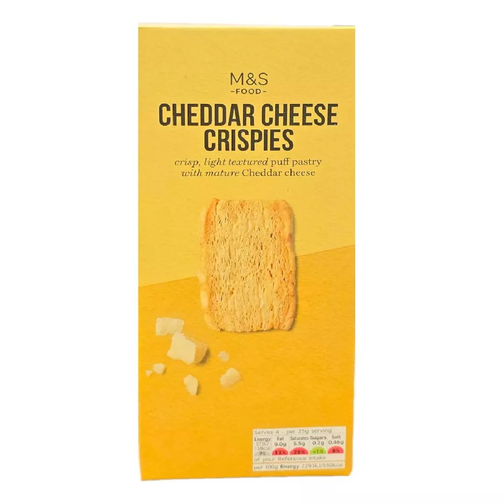 M&S Cheddar Cheese Crispies, Light Textured Puff Pastry with Mature Cheddar Cheese, 200g