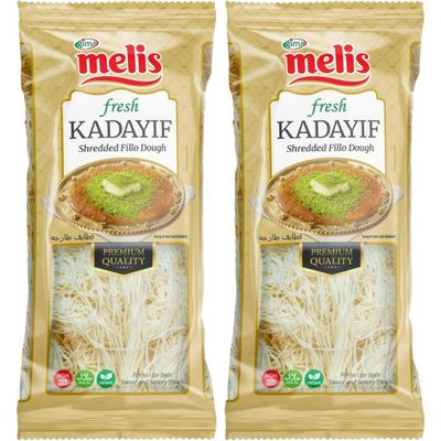 Original Melis Series Fresh Kataifi 2 Pack Kadayif Shredded Fillo Dough Pastry Threads Taze Kadayif for Dubai Chocolate 400 Gr by Pufai Grocery