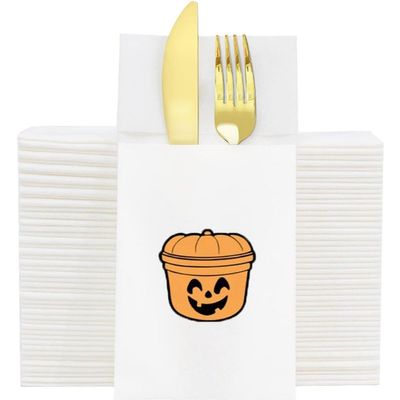Tsffae 10pcs/set Napkins with Built in Flatware Pocket Halloween Disposable Napkins Prefolded Napkins Halloween Dinner Supplies