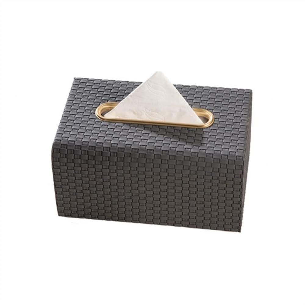 DFHS46JK Tissue Box Cover Light Luxury Leather Woven Pattern Tissue Box Home Living Room Coffee Table Drawing Box Desktop Decorations In Living Room