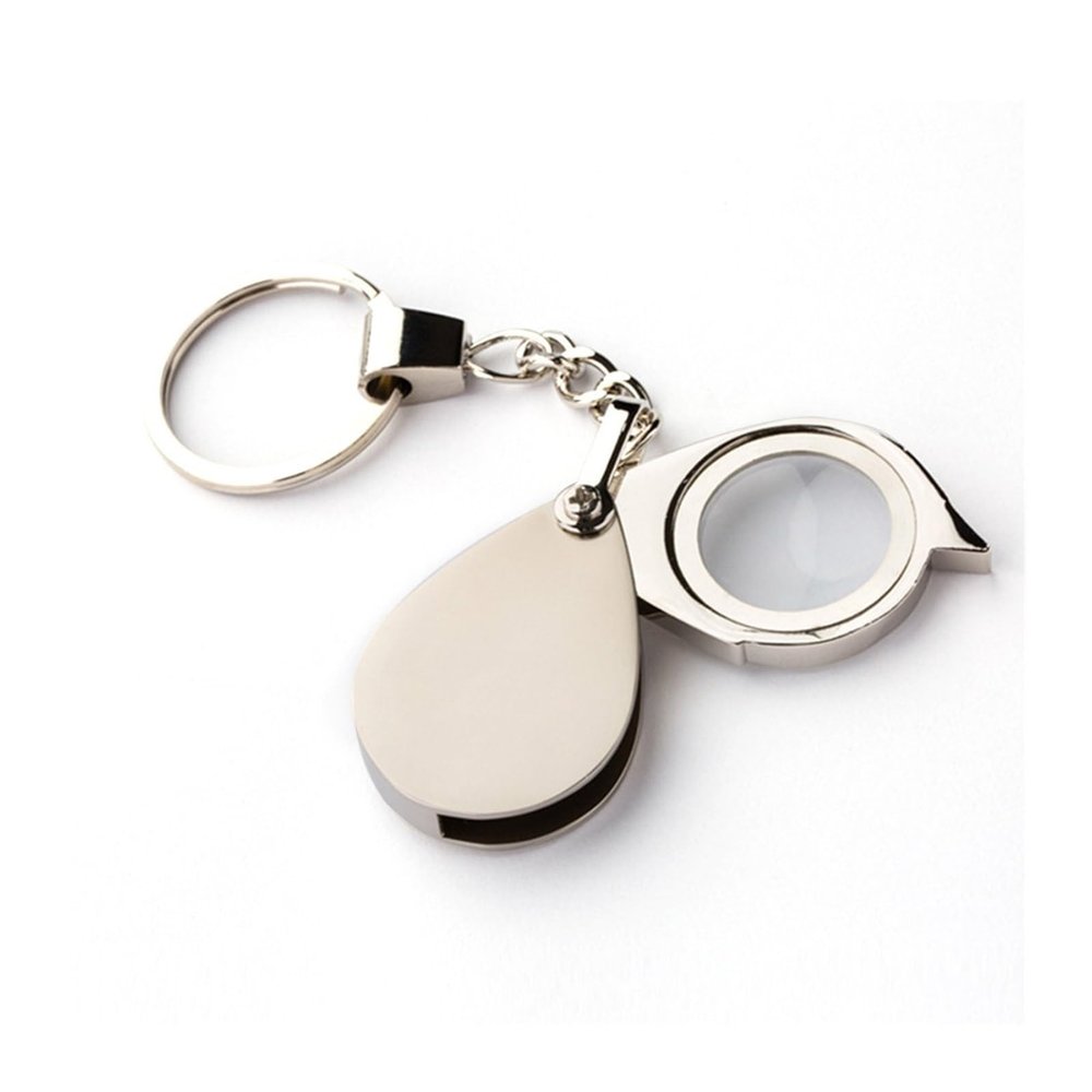 15X Portable Folding Key Ring Mini Magnifier Key Chain Magnifying Durable Glass Loupe Pocket Tool Gift Supplies