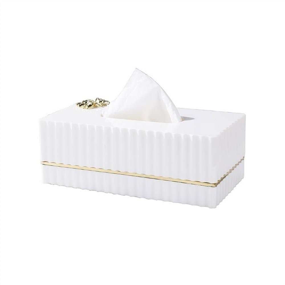DFHS46JK Tissue Box Cover Living Room Resin Tissue Box Dining Table Tissue Box Light Luxury Style Coffee Table Napkin Box Ornament In Living Room(Large)