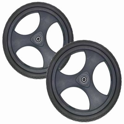 16 Inch Rear Wheels for Wheelchair, 16x1.75 Manual Wheelchairs Replacement Wheel, Non-Inflatable PU Tires, Replaceable Trolley Wheels, with 1/2" Bearing (1 Set of 2)