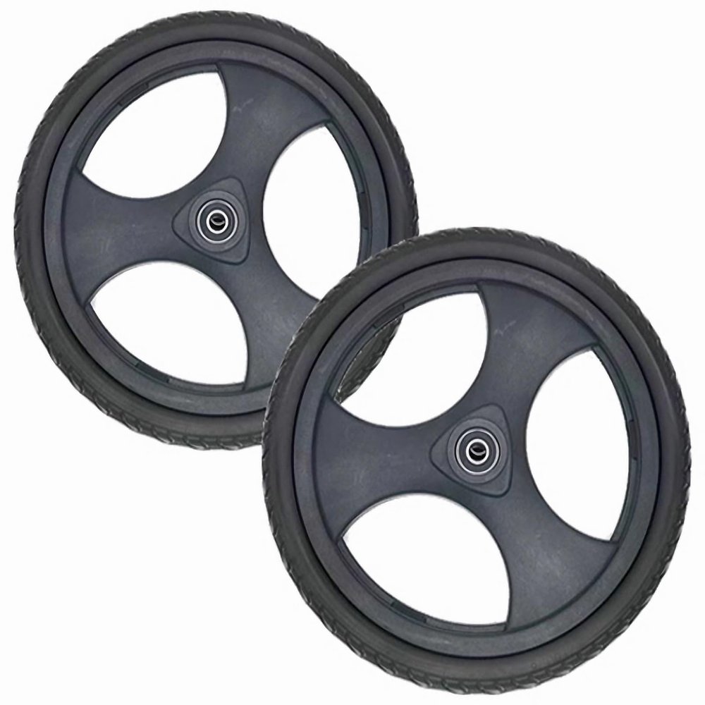 16 Inch Rear Wheels for Wheelchair, 16x1.75 Manual Wheelchairs Replacement Wheel, Non-Inflatable PU Tires, Replaceable Trolley Wheels, with 1/2" Bearing (1 Set of 2)