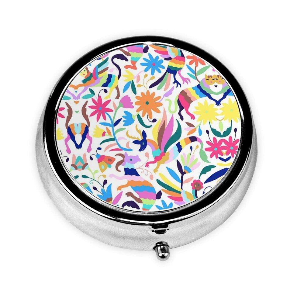 Mexican Otomi Animals Mini Medicine Box Portable Pocket Medicine Box Travel Pill Box Pill Container Daily Home Use