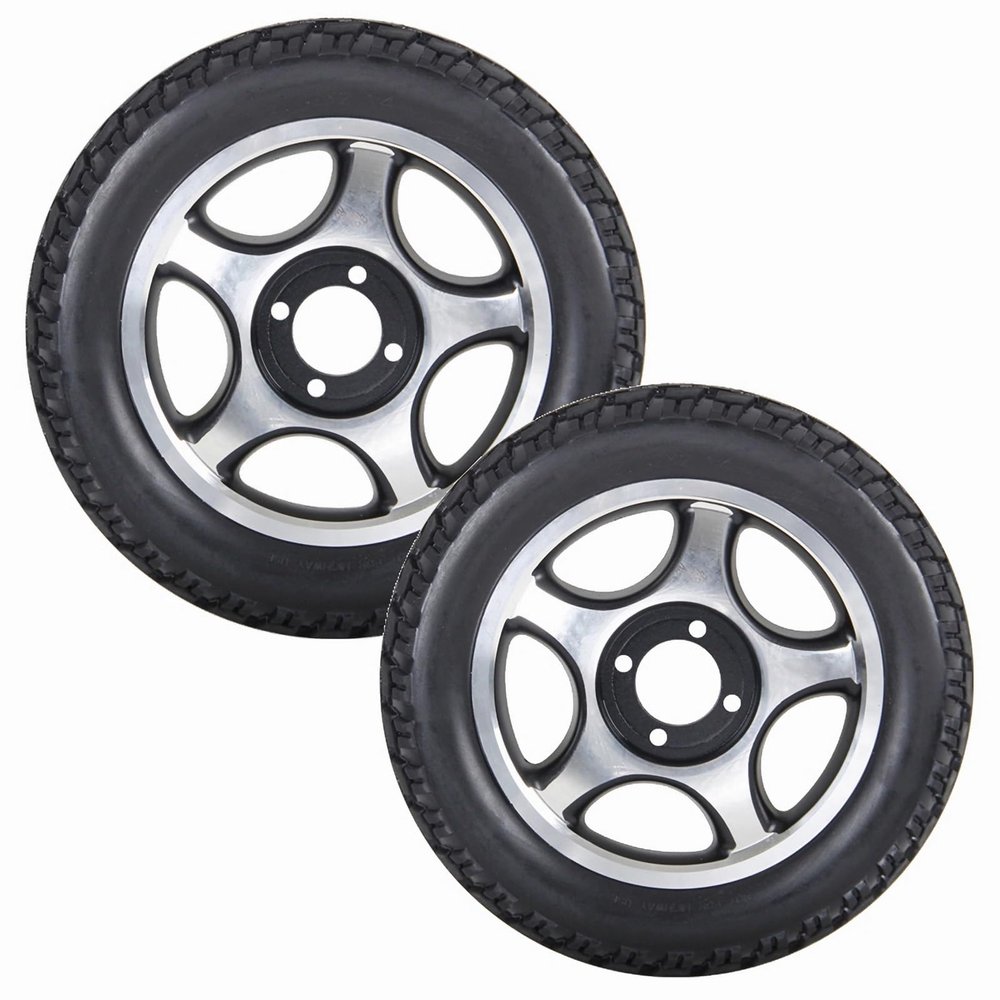 12 Inch Rear Wheels for Electric Wheelchair, 12 1/2x2 1/4 Walker Wheels Replacement, Solid Construction Non-Inflatable Tire, Wheelchair Accessories Parts (1 Set of 2)