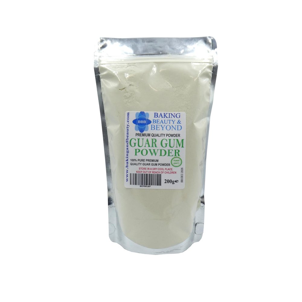 Baking Beauty and Beyond Premium Quality Guar Gum Powder - Gluten Free Natural Thickener and Food Grade Fine Powder Improve Texture, Odourless and Flavourless, Non-GMO Stabiliser Agent - 200g