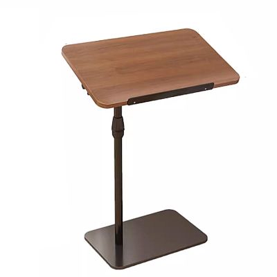 Overbed Table Tray Artificial Board Bedside Table, Office Sofa Side Table, Laptop Table, can Lift And Flip With Antis Fall Strips, Used for Home, Hospitals(Black)
