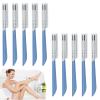 10Pcs Beard Mustache Straight Edge Razors, Men Eyebrow Shaper Straight Eyebrow Razor Stainless Steel Blade for Facial Hair Fuzz Remover Hair Shaver Grooming Tool for Travel Grooming Styling view 1