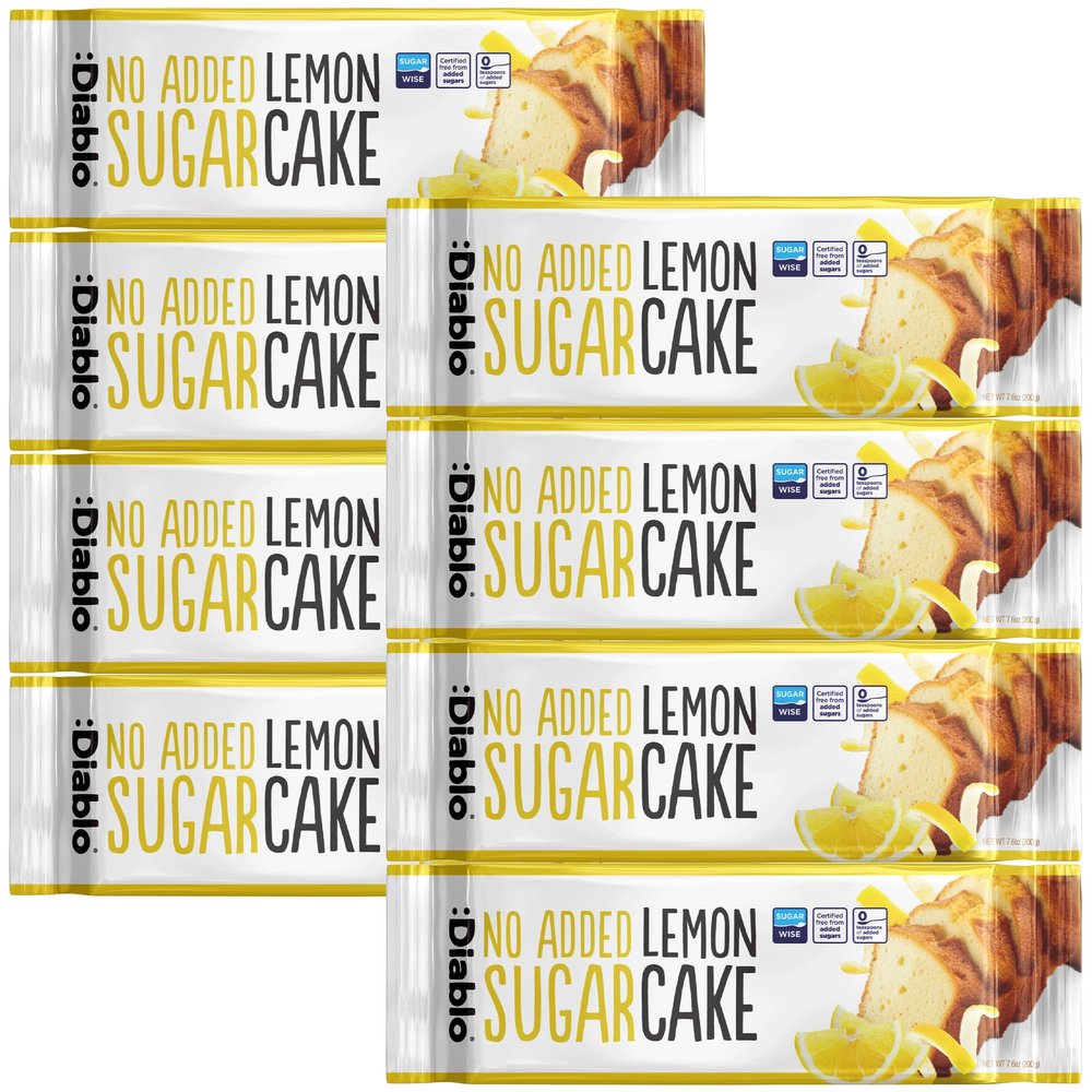 Diablo No Added Sugar Lemon Cake  Healthy Snacks Sweet Treat, Cakes and Desserts for All, Ideal for Snack Time, Tea & Party Treat, Halal & Kosher Approved  200g (Pack of 8)