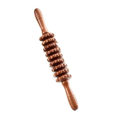 Beech Wood Yoga Massage Roller Lumbar Cervical Shoulder Back Leg Wooden Stick Thin Body Meridian Fitness Massager(Type d)