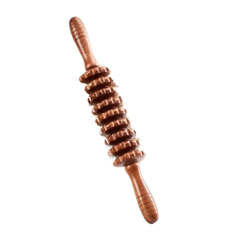 Beech Wood Yoga Massage Roller Lumbar Cervical Shoulder Back Leg Wooden Stick Thin Body Meridian Fitness Massager(Type d)
