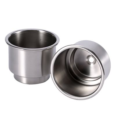 2 x Stainless Steel Drink Holders with Drainage for Marine, Boat, Caravan