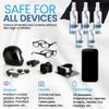 Purity Eyeglass Cleaner Mega Pack - Multi-Size Lens Cleaner Kit - 2x2oz, 3x8oz Bottles + 5 Black Premium Microfiber Cloths - Safe for All Lenses, Eyeglasses, and Screens - Streak-Free Formula view 4