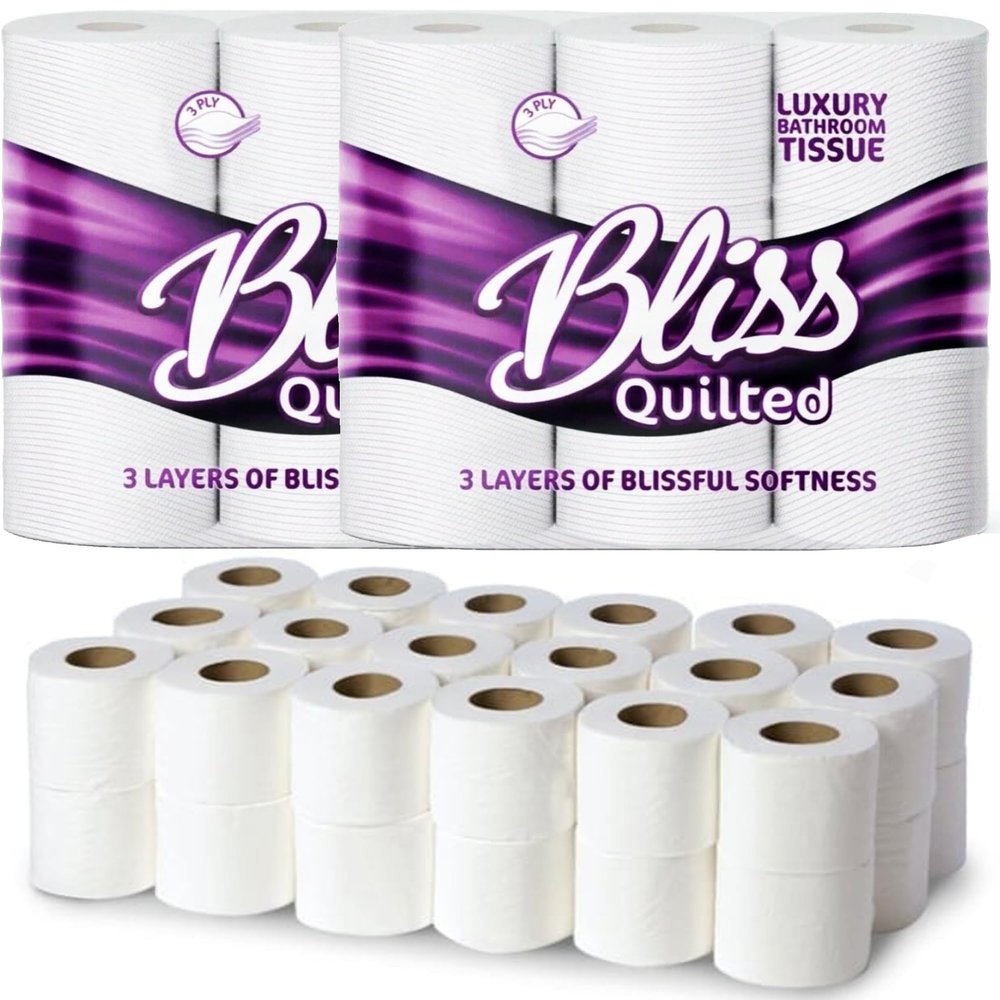 Toilet Tissue Rolls Quilted Strong & Super Absorbent 3-Ply White Luxuriously Soft Bathroom Tissue (9)