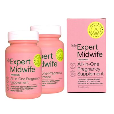 My Expert Midwife All in One Pre-Conception & Pregnancy Women's Vegan Supplements, 12 Essential Prenatal Vitamins & Minerals, 60 Capsules, 2 Months Supply