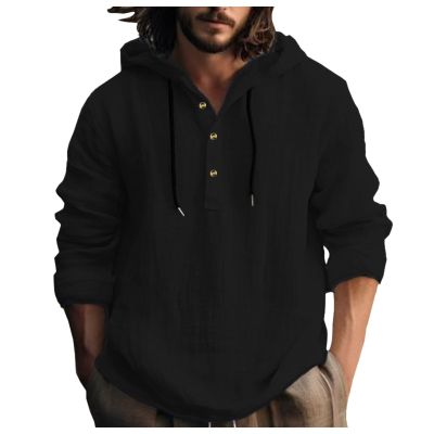 Rrongwn Hoodie Men's Oversized Linen Shirt Long Sleeve Lightweight Sweatshirt Basic Long Sleeve Outdoor Street Shirt Breathable Sports Shirt Lightweight Running Shirt Casual Lightweight Leisure Shirt,