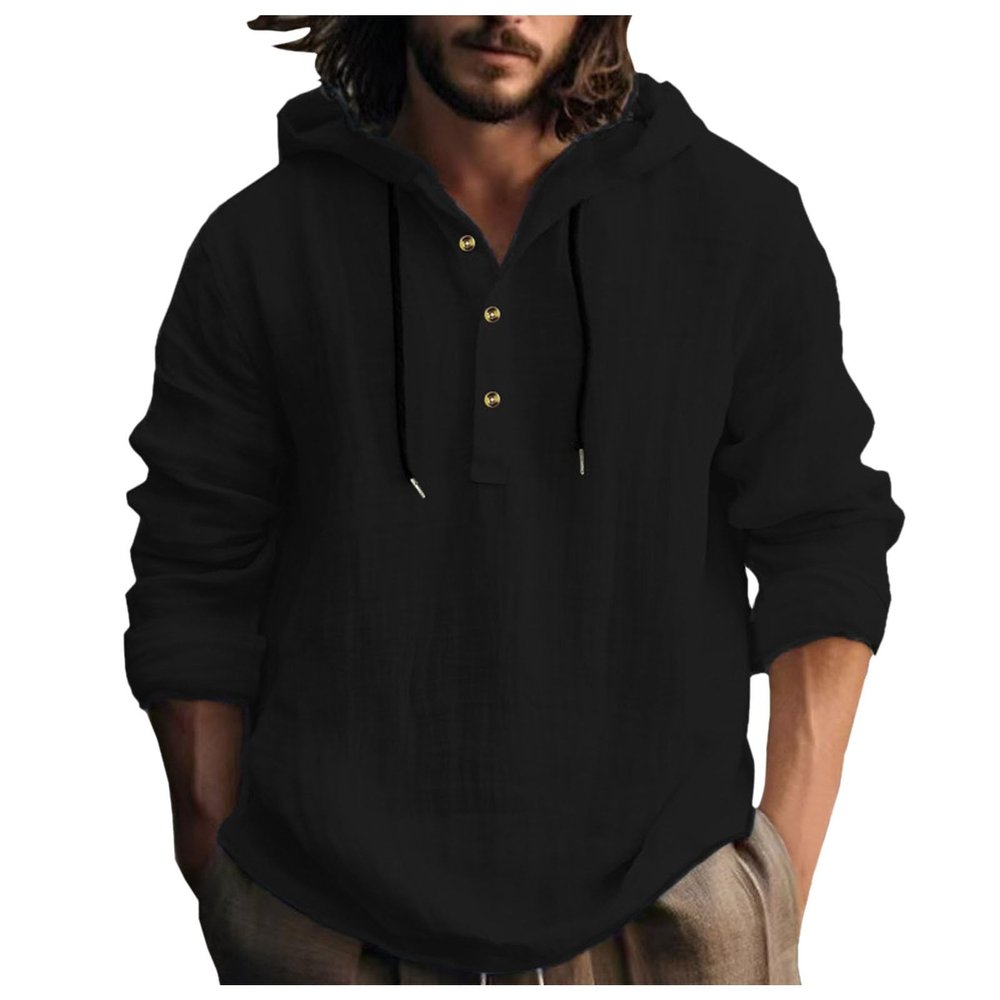 Rrongwn Hoodie Men's Oversized Linen Shirt Long Sleeve Lightweight Sweatshirt Basic Long Sleeve Outdoor Street Shirt Breathable Sports Shirt Lightweight Running Shirt Casual Lightweight Leisure Shirt,