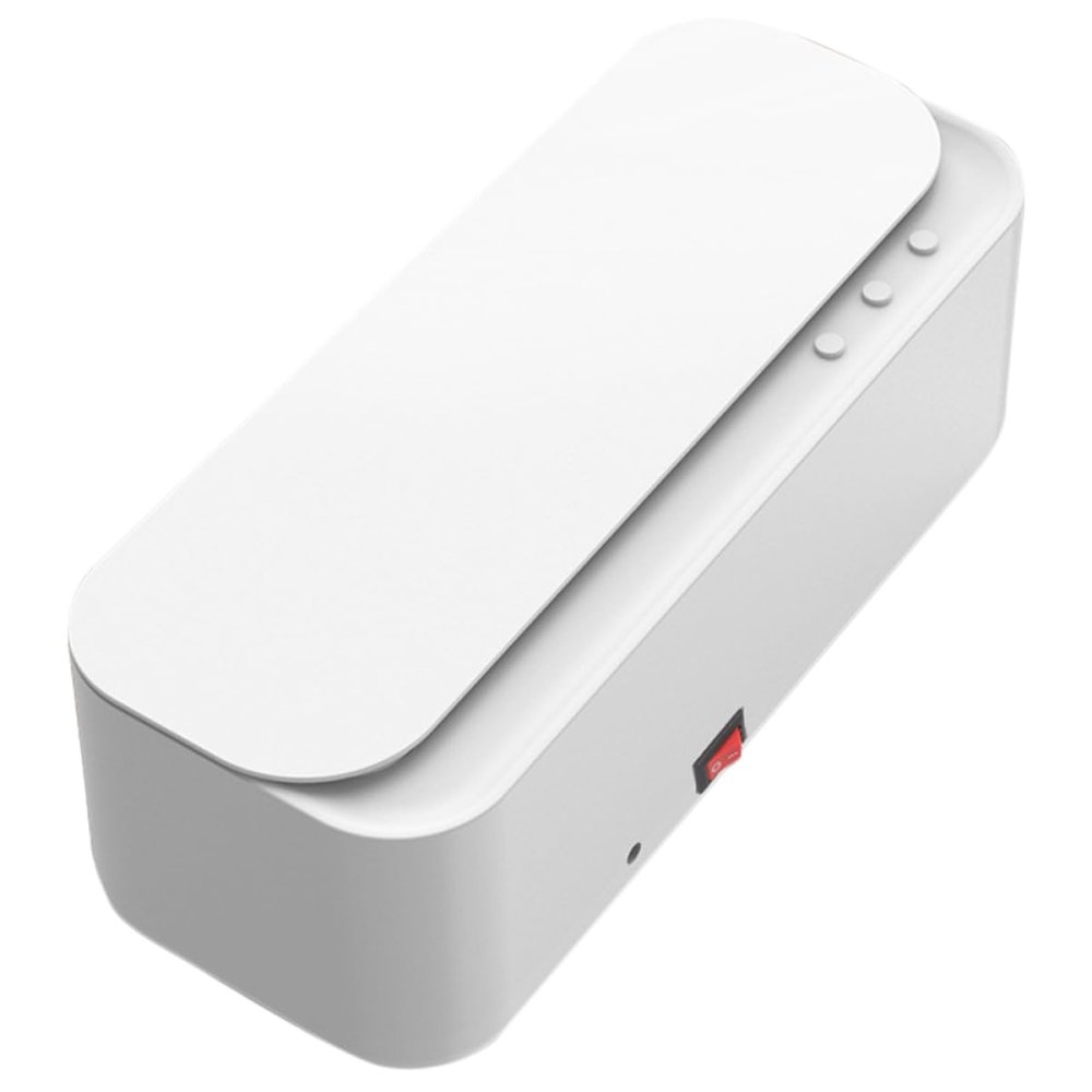 FRCOLOR Portable Multi-functional Jewelry Cleaner and Denture Cleaning Case with USB Charging, White Abs Material, Suitable for Watches and Glasses, Capacity under 300ml