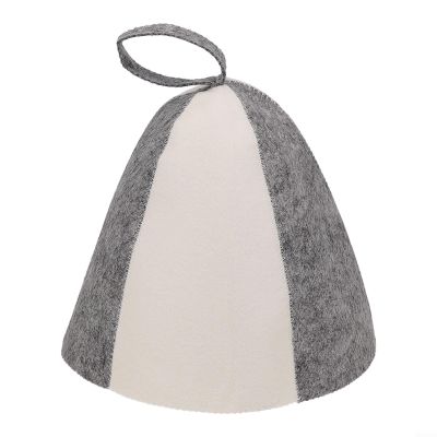 Convenient and Lightweight Wool Felt Sauna Hat for Travel and Sauna for SESSIONS (Gray and white)