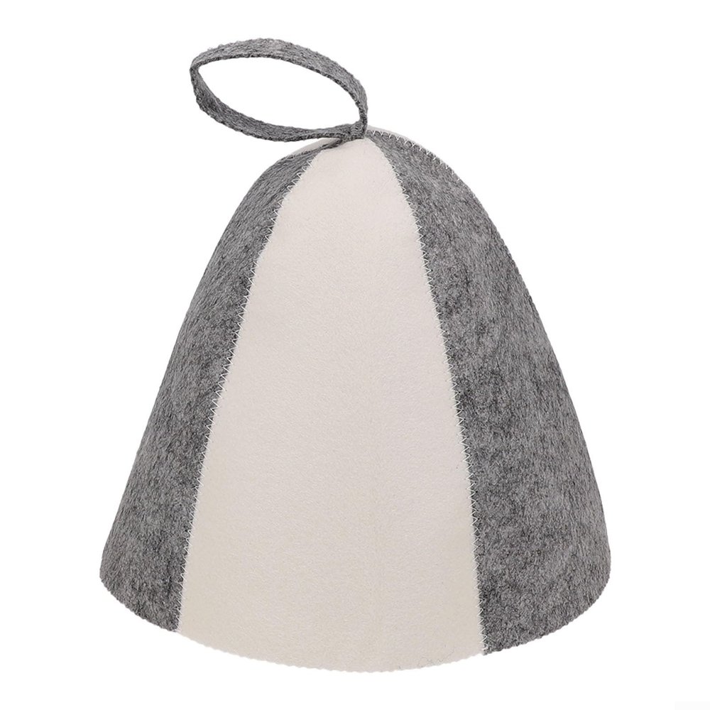 Convenient and Lightweight Wool Felt Sauna Hat for Travel and Sauna for SESSIONS (Gray and white)