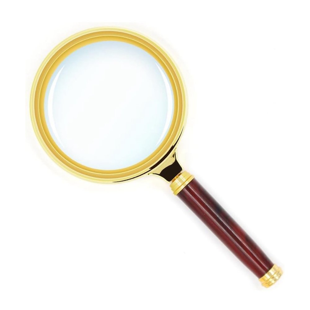 10X Handheld Magnifying Glass Antique Mahogany Handle Magnifier 60mm Lens Science Seniors Reading Inspection