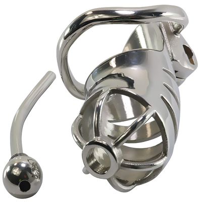 Chastity Belt for Men Cockcage Stainless Steel Dilator Chastity Cage with Removable Urethral Dilator 5 Sizes to Choose from No Collision Invisible(45 mm)