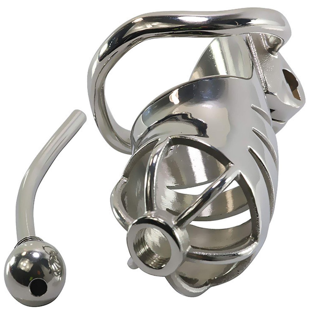 Chastity Belt for Men Cockcage Stainless Steel Dilator Chastity Cage with Removable Urethral Dilator 5 Sizes to Choose from No Collision Invisible(45 mm)