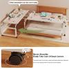115-210cm Adjustable Overbed Laptop Desk, Rolling Storage Trolley Mobile Bedside Table with 4 Wheels Standing Workstation Food Tray Desk for Home and Hospital(Color:Wood) view 4