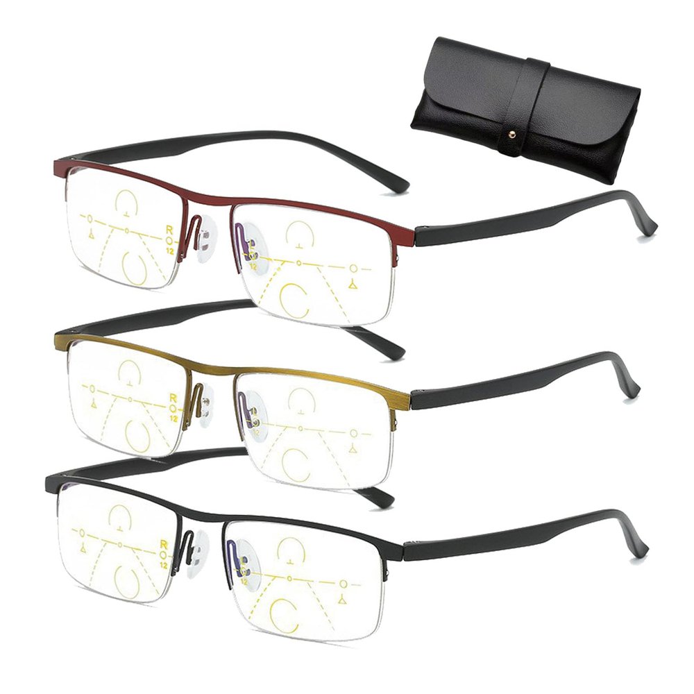 Grishay Intellireaders, Outfany Intellireaders Glasses, Progressive Reading Glasses Men, Titanium Progressive Far and near Dual-Use Reading Glasses, Multifocus Reading Glasses Men (3 Colors,1.5 x)
