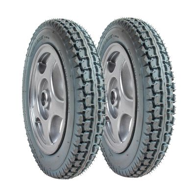 12 Inch Electric Wheelchair Replacement Wheel, 12 1/2x1 1/4 Rear Wheels for Wheelchair, Solid Construction Rubber Tire, Wheelchair Accessories, with 11/16" Bearing (1 Set of 2)