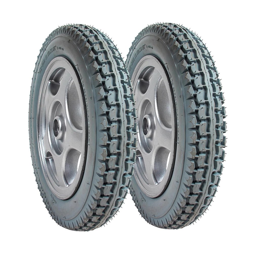 12 Inch Electric Wheelchair Replacement Wheel, 12 1/2x1 1/4 Rear Wheels for Wheelchair, Solid Construction Rubber Tire, Wheelchair Accessories, with 11/16" Bearing (1 Set of 2)