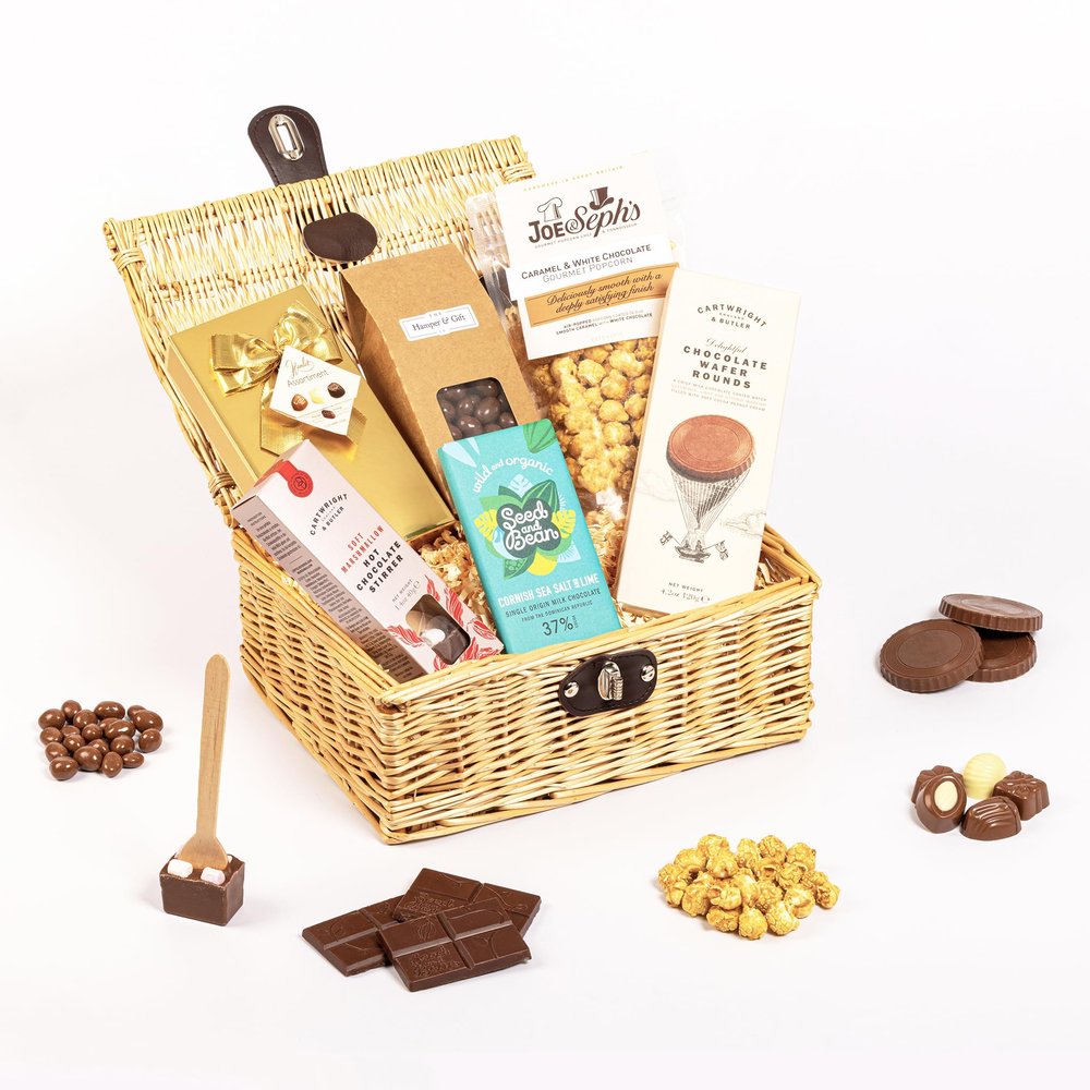 Chocolate Hamper Gift || Chocolate, Gourmet Popcorn, Luxury Biscuits || Food Gift for Xmas, Birthdays or a Thank You || The Hamper & Gift Co.