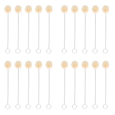 20PCS Wool Ball Brush Set with Metal Handle for Leather Dyeing Polishing Crafts, Fine Workmanship High Density, Sturdy Steel Handle, 25mm Ball Head Diameter, 125mm Length