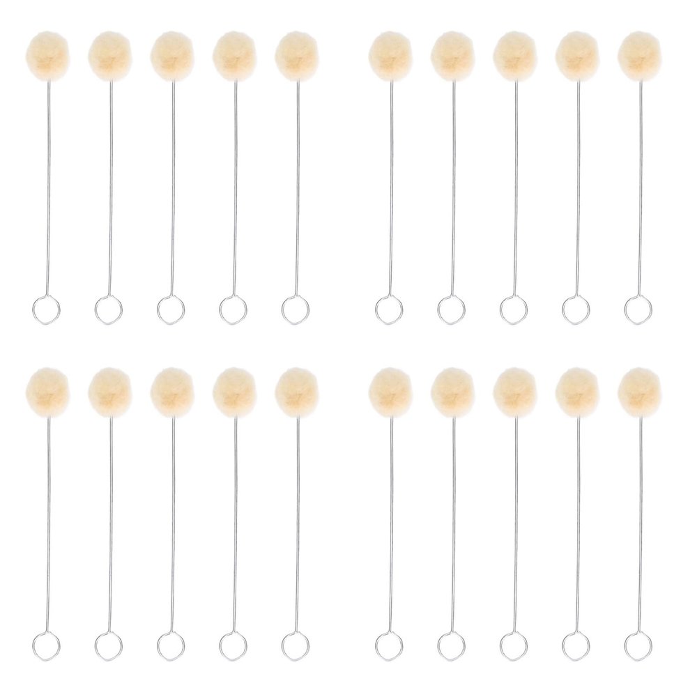 20PCS Wool Ball Brush Set with Metal Handle for Leather Dyeing Polishing Crafts, Fine Workmanship High Density, Sturdy Steel Handle, 25mm Ball Head Diameter, 125mm Length