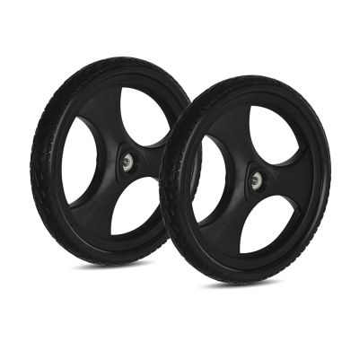 1 Pair 12/16 Inch Wheelchair Wheels Replacement, Solid Polyurethane Rear Wheel, ABS Plastic Wheel Hub, 1/2" Metal Bearings(12in/31cm)