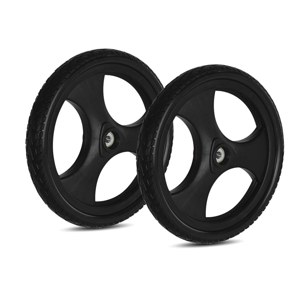 1 Pair 12/16 Inch Wheelchair Wheels Replacement, Solid Polyurethane Rear Wheel, ABS Plastic Wheel Hub, 1/2" Metal Bearings(12in/31cm)