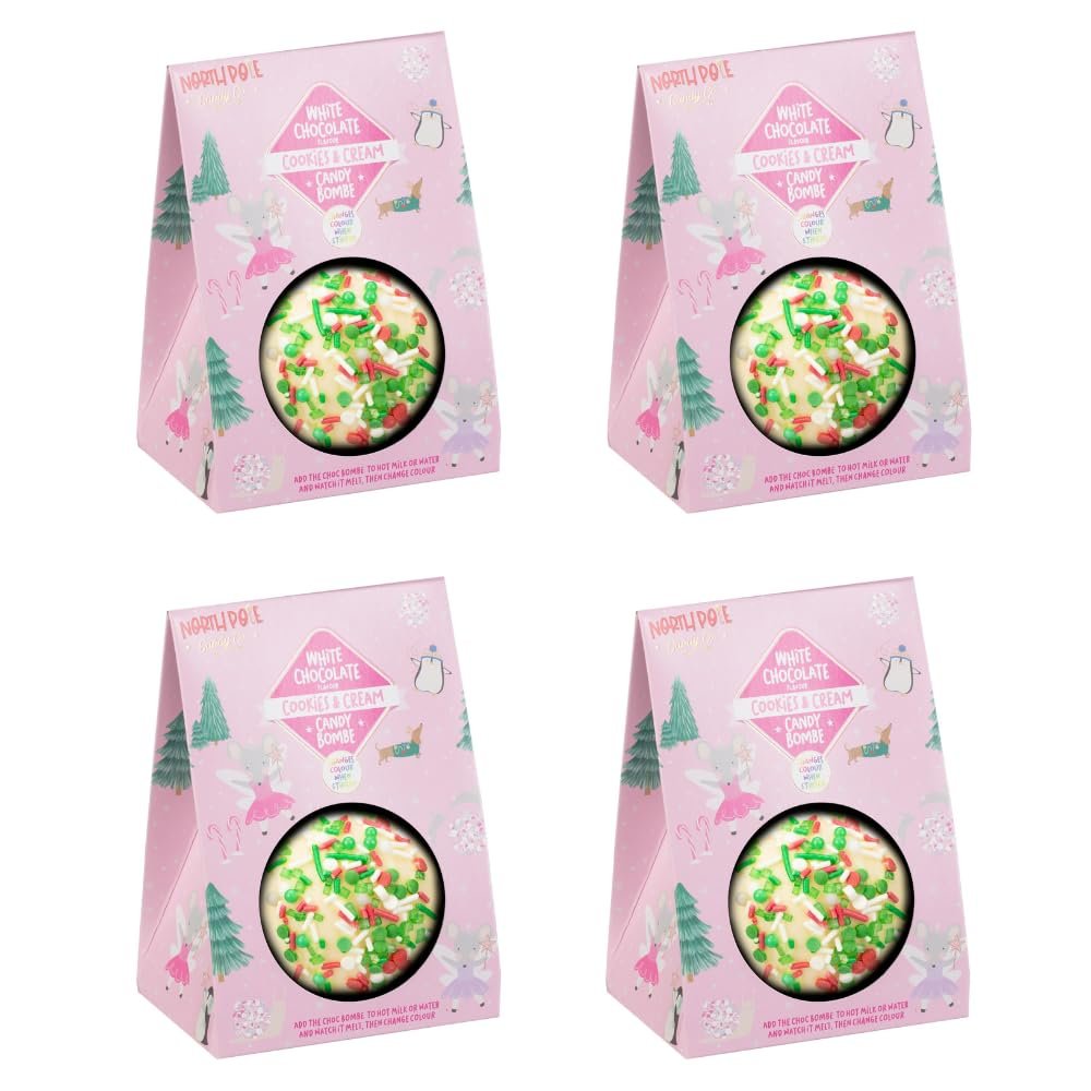 Candy Bombe - Flavour: Cookies & Cream - Pack Of 4 - This Christmas Hot Chocolate Bombe Brings You A Seasonal Treat - Delicious And Dreamy