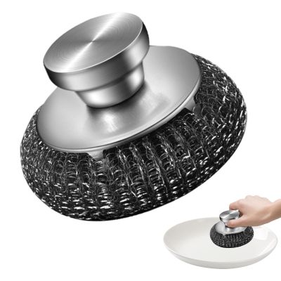 Stainless Steel Wool Scrubber, Stainless Steel Scrubber - Stainless Steel Cleaning Pads, Washing Brush, Portable Metal Scrubber Pot Scrubber for Iron Pots, Grills