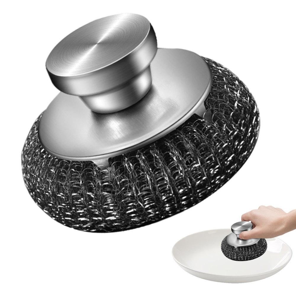Stainless Steel Wool Scrubber, Stainless Steel Scrubber - Stainless Steel Cleaning Pads, Washing Brush, Portable Metal Scrubber Pot Scrubber for Iron Pots, Grills