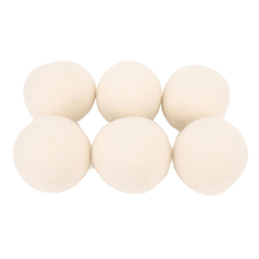 Wool Dryer Balls, 6Pcs Wool Felt Dryer Balls Reusable Fabric Softener Balls, Eliminates Static Electricity Laundry Drying Balls, Skin Friendly (7.5cm)