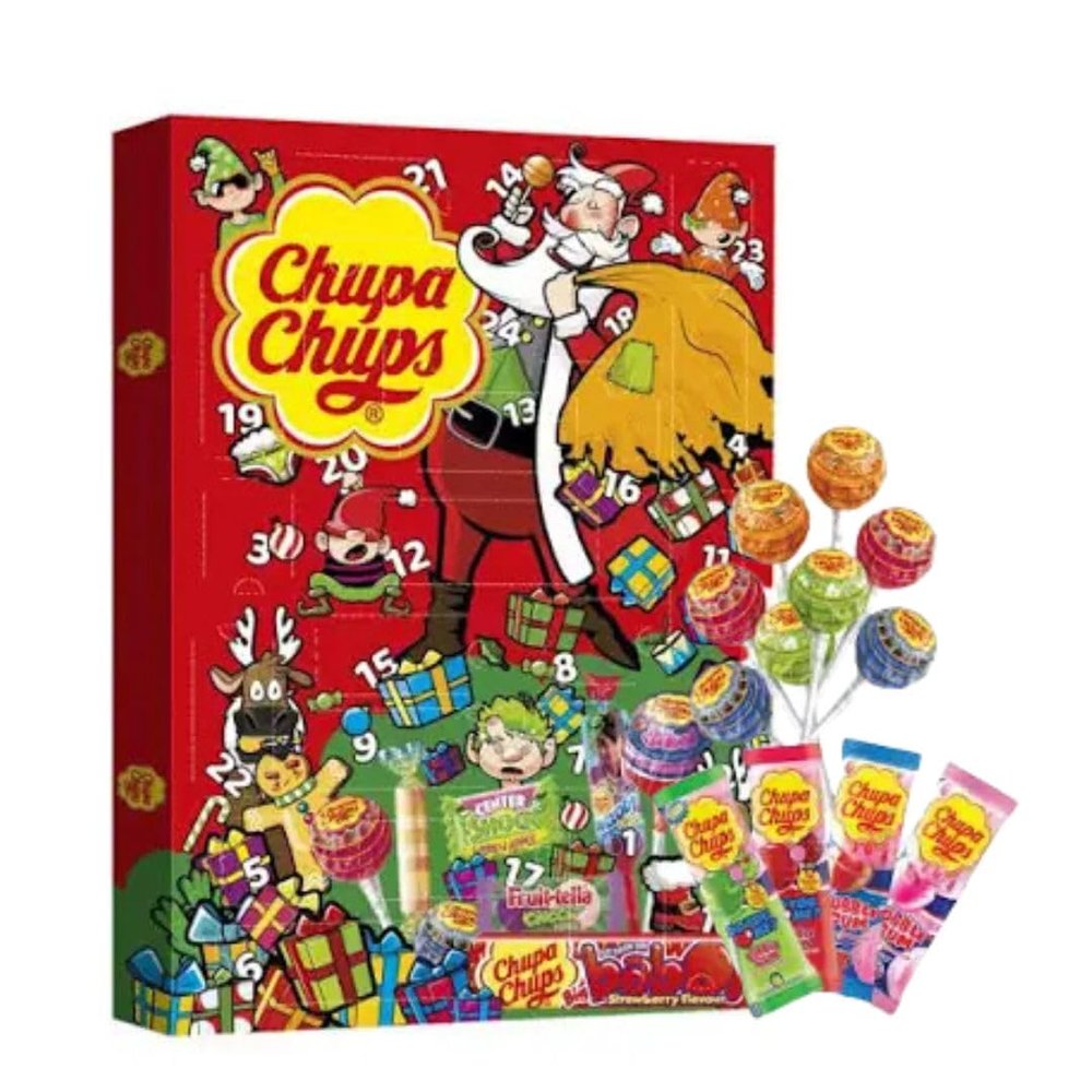 Christmas Sweets Advent Calendar 210g 2024 - Chupa Chups Lollies Advent - 24 Days Countdown to Christmas - Christmas Advent For Men Women Kids
