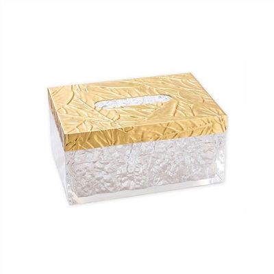 DFHS46JK Tissue Box Cover Simple Brass Resin Tissue Box Transparent High-grade Living Room Coffee Table Desktop Ornaments Paper Box In Living Room(Small)